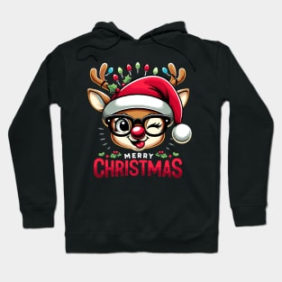 Merry Christmas Reindeer Rudolph Xmas Family holiday Hoodie